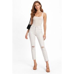 Free People Women's Cream Ankle Jeans